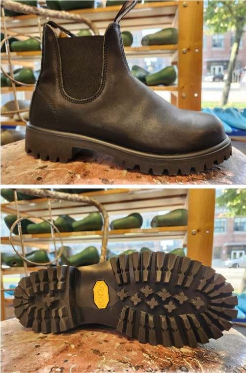 Blundstone rebuild with Vibram Rain sole, showing the boot and tread