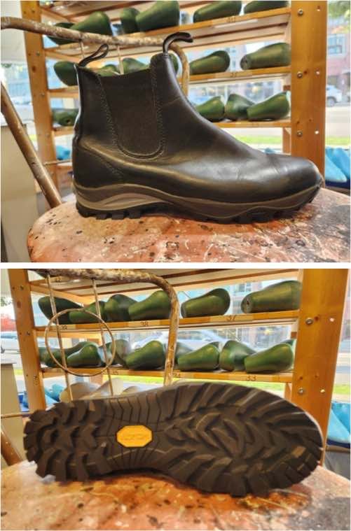 Blundstone rebuild with Vibram Litewolf sole, showing the boot and tread